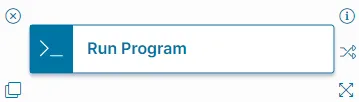 An image of the Run Program Quick Action block in the Graphical Action Designer. An image of the Run Program Quick Action block in the Graphical Action Designer.