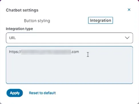 screenshot of the chatbot settings form