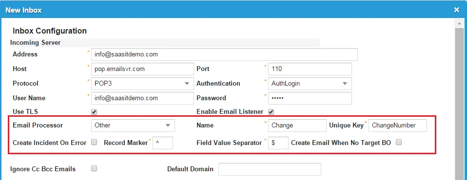 Creating an inbox that creates an incident.