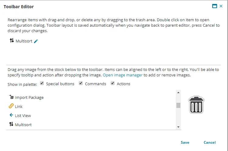 Drag the Multisort option to the toolbar section.