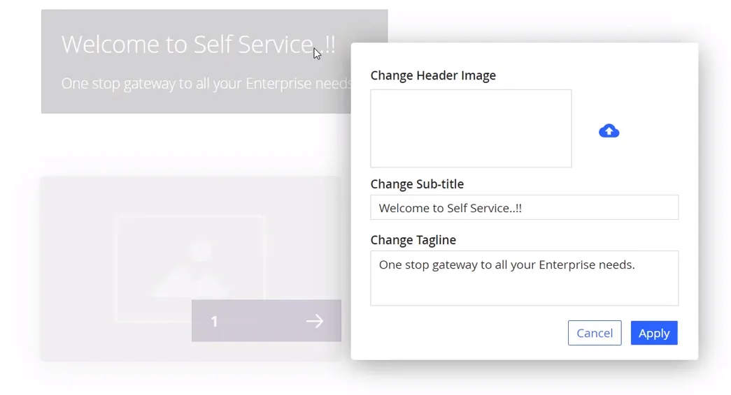 Sample of designing the page elements for the Enterprise Self Service Welcome page. Sample of designing the page elements for the Enterprise Self Service Welcome page.