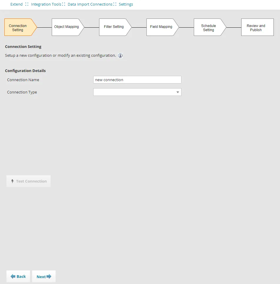 Image of the Connection Settings page.
