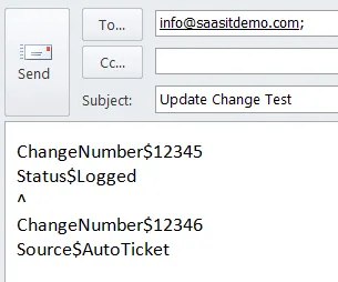 Sending an email to update multiple generic business object records.
