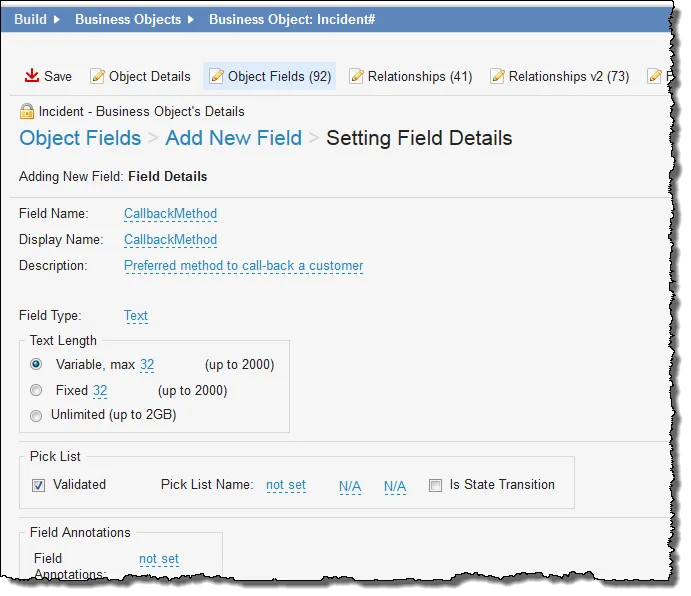Sample Callback field.