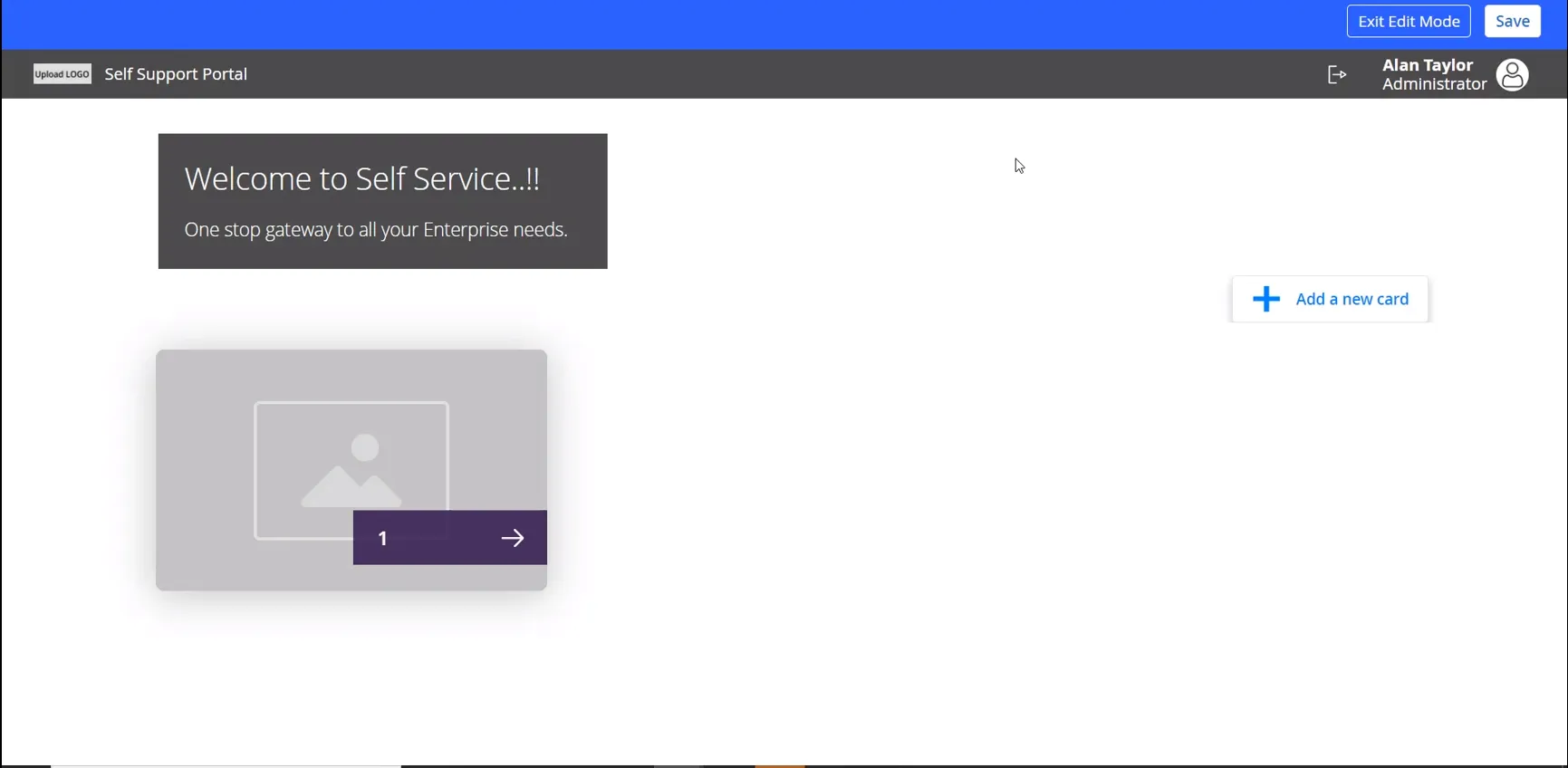 Sample of the Enterprise Self Service Welcome Page before designing it. Sample of the Enterprise Self Service Welcome Page before designing it.