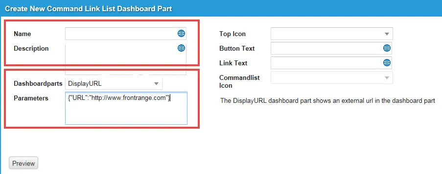 Creating a new command link list dashboard part. Creating a new command link list dashboard part.