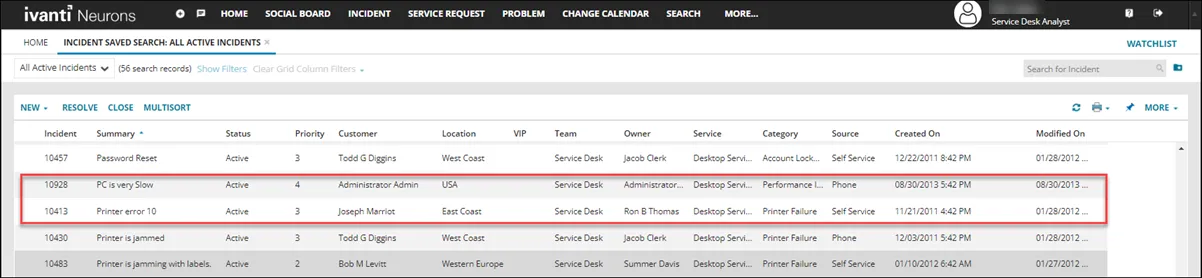 Image 1 of example showing 2 selected record to use with Go to Record and Update Record Actions
