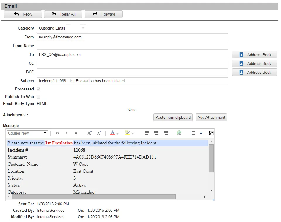 The Email workspace.