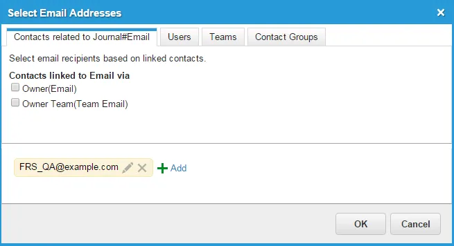 The Select Email Addresses dialog box.