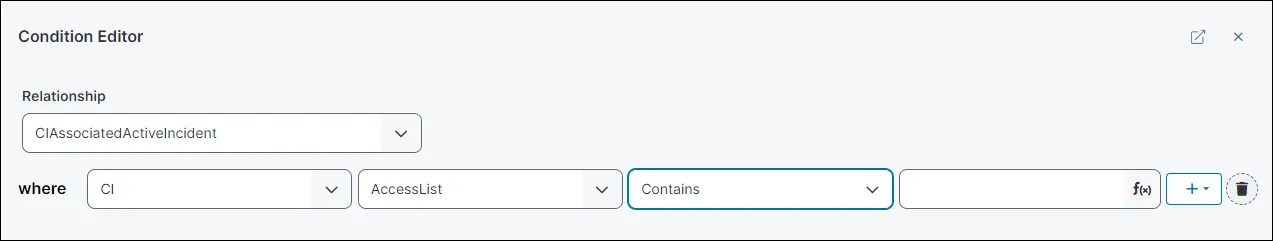 Image of the Condition Editor in the Graphical Action Designer workspace Image of the Condition Editor in the Graphical Action Designer workspace