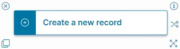 Image of the Create a New Record block in the graphical action designer