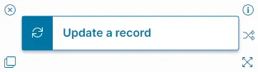 Image of the update a record quick action block in the graphical action designer