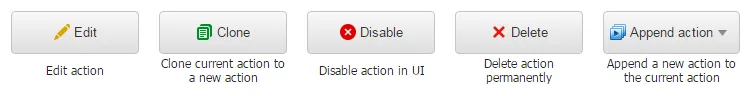 Action configuration buttons