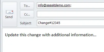 Sending an email to update a generic business object.