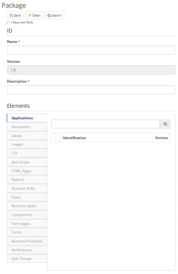 Figure 3 - Package Registration / Edit Screen