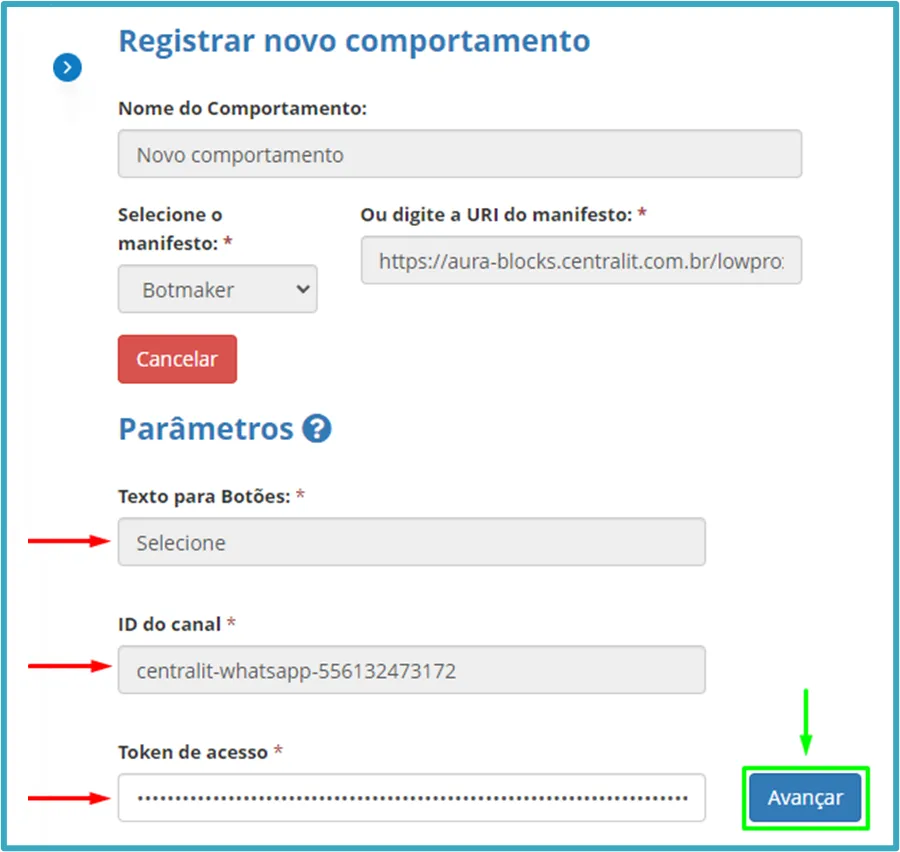 Parâmetros Parâmetros