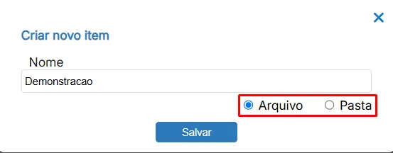 Nomeando novo item