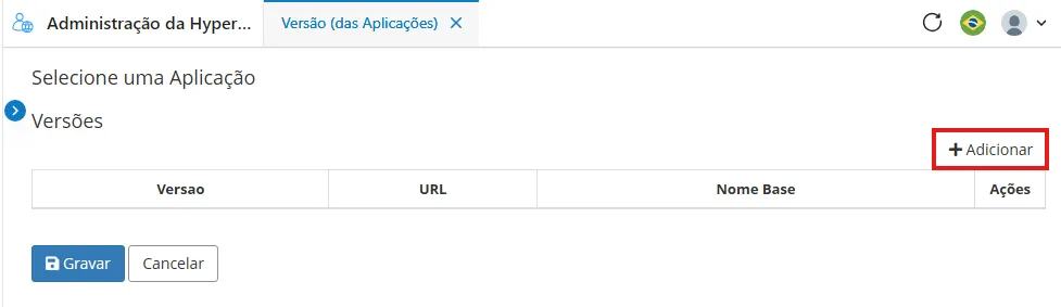 Versões da nova Aplicação