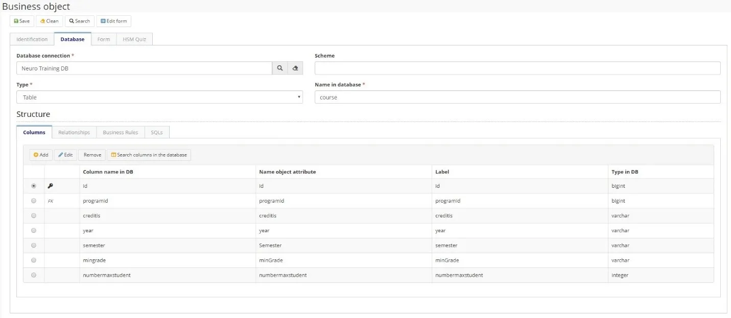 Figure 3 - Columns List