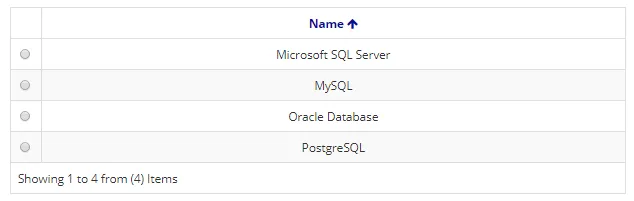 Figure 2 - Database Listing Screen
