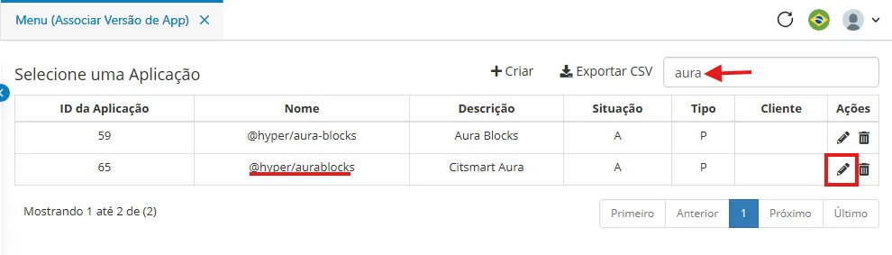 Associar Versão de App