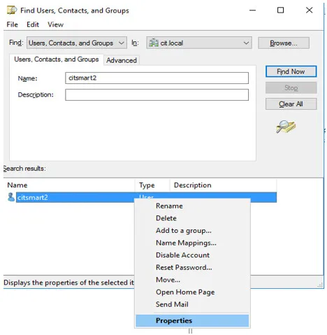 Figure 3 - Button User/Properties