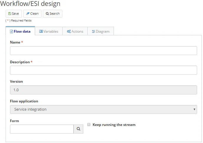 Figure 4 - Workflow Registration / Editing Screen, Flow Data tab