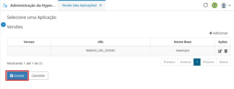Versões da nova Aplicação Segunda confirmação