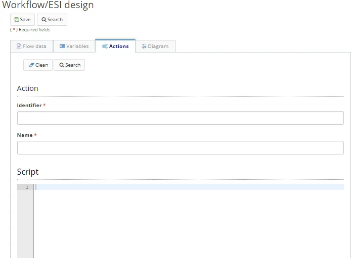 Figure 6 - Register/Edit Workflow, Actions tab