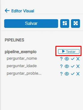 Botão testar