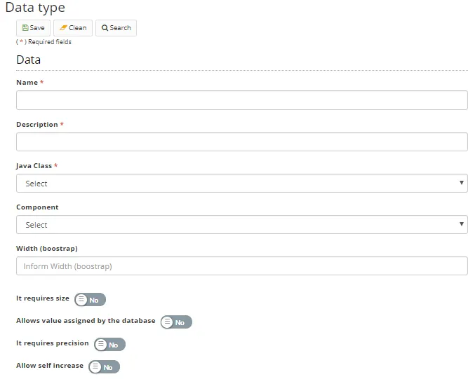 Figure 4 - Data Type Register Screen