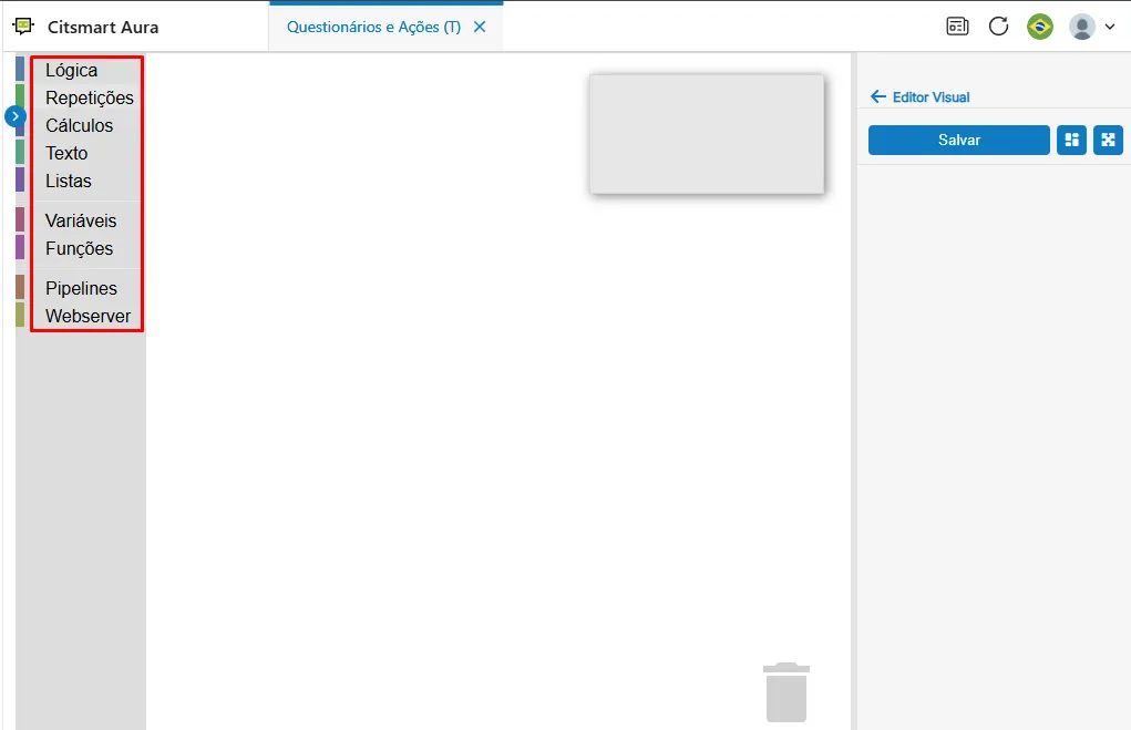 Página do editor visual