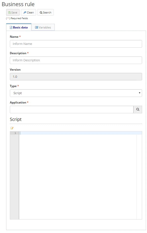 Figure 9 - Business Rule Registration / Editing Screen - Script Type Figure 9 - Business Rule Registration / Editing Screen - Script Type