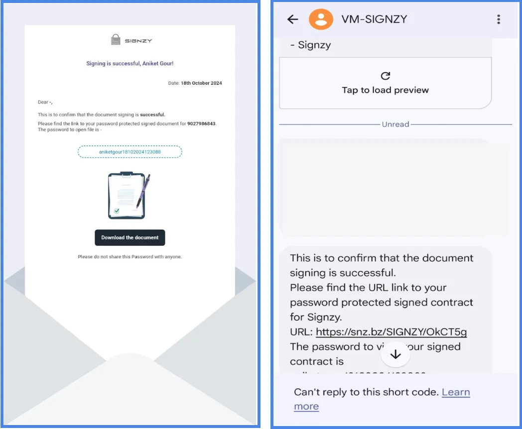 Confirmation Email and SMS Confirmation Email and SMS