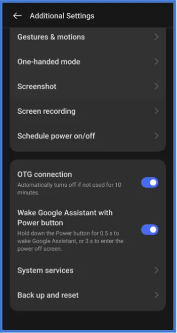 Settings App Interface