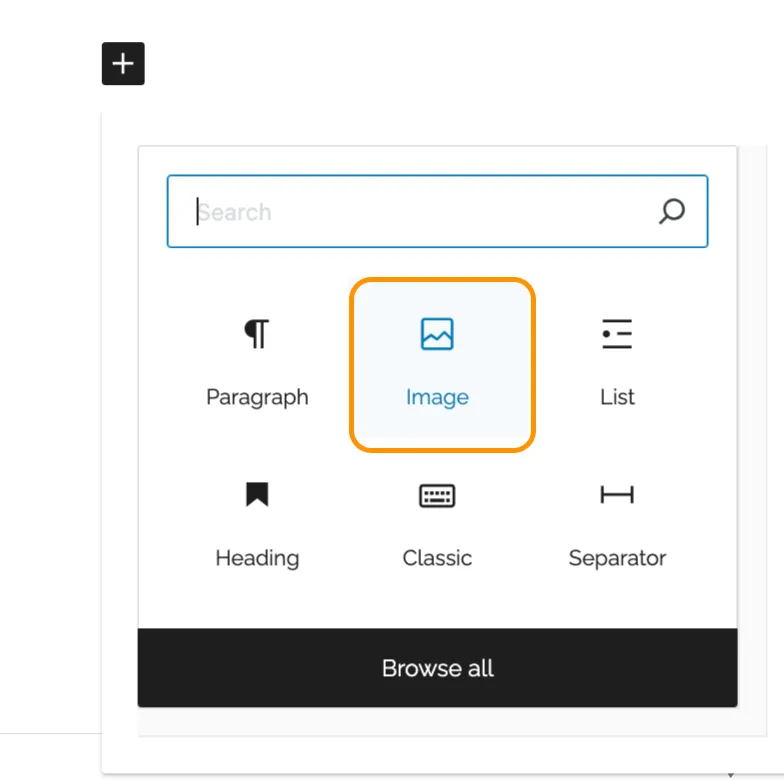 Adding an image block to an article