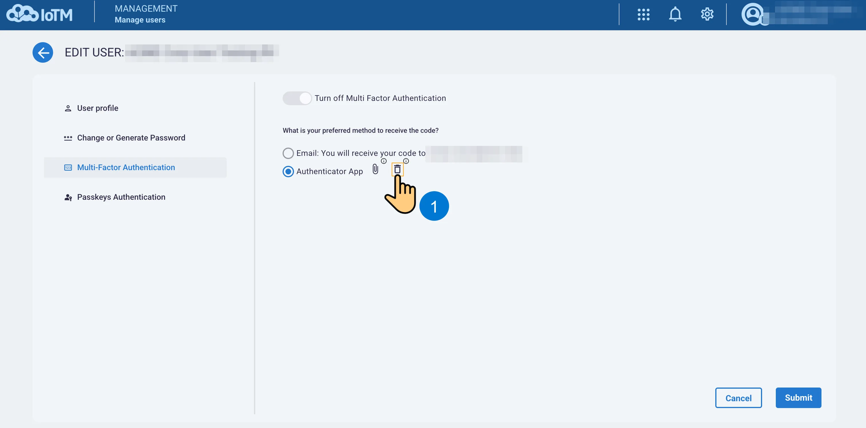 Delete the authenticator registration