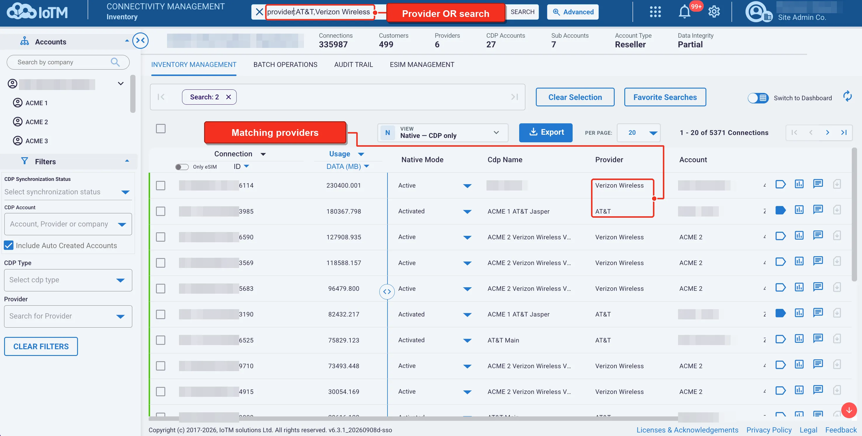 omni providers with annotated search and matching results