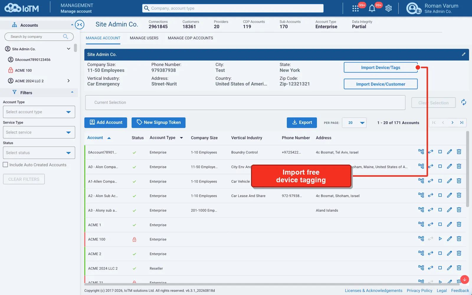 Import free device tagging