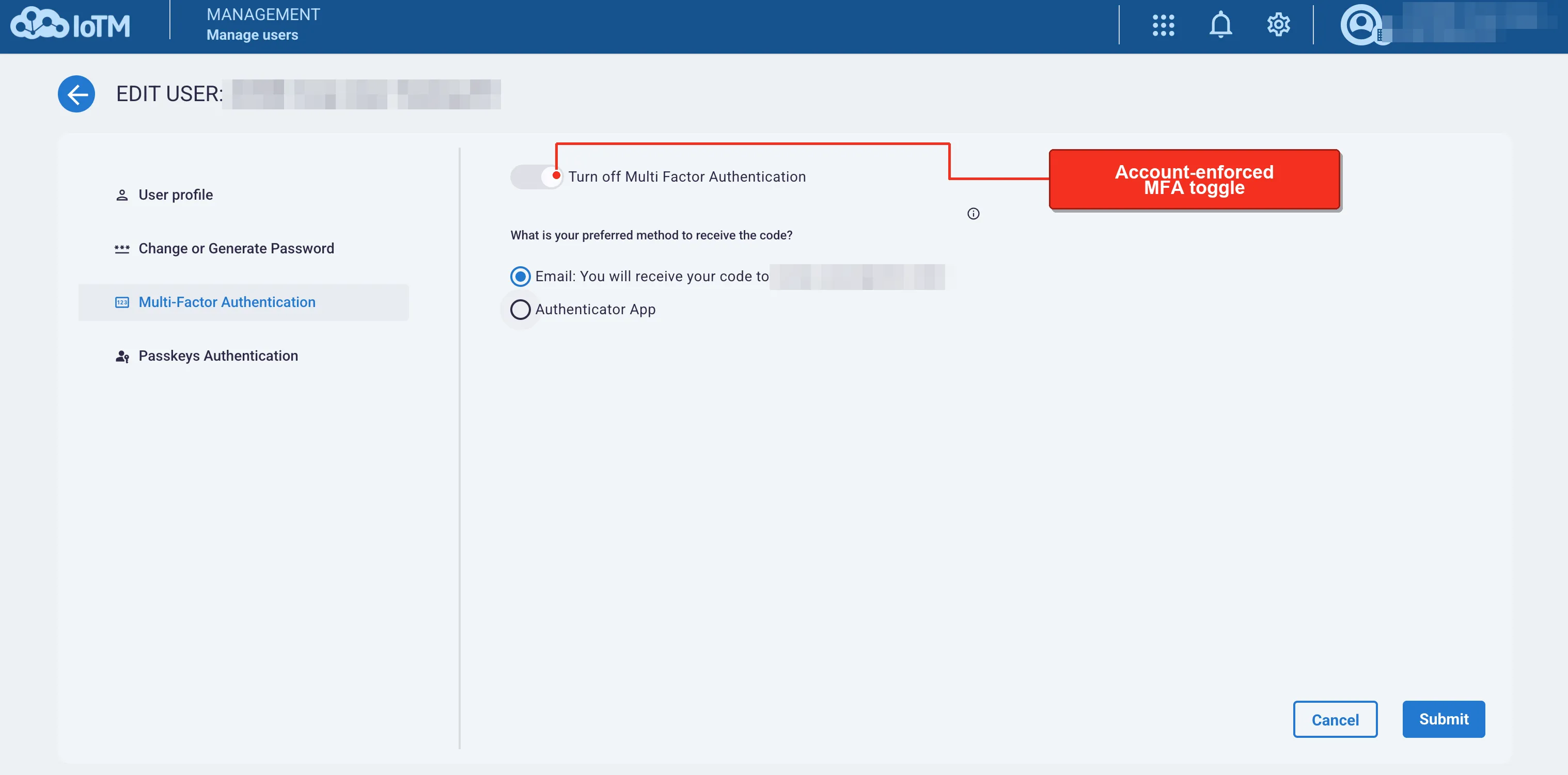 Account-enforced MFA toggle