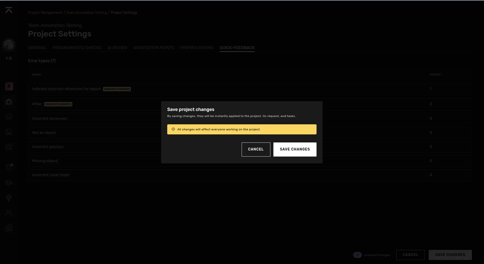 Saving quick-feedback options Saving quick-feedback options