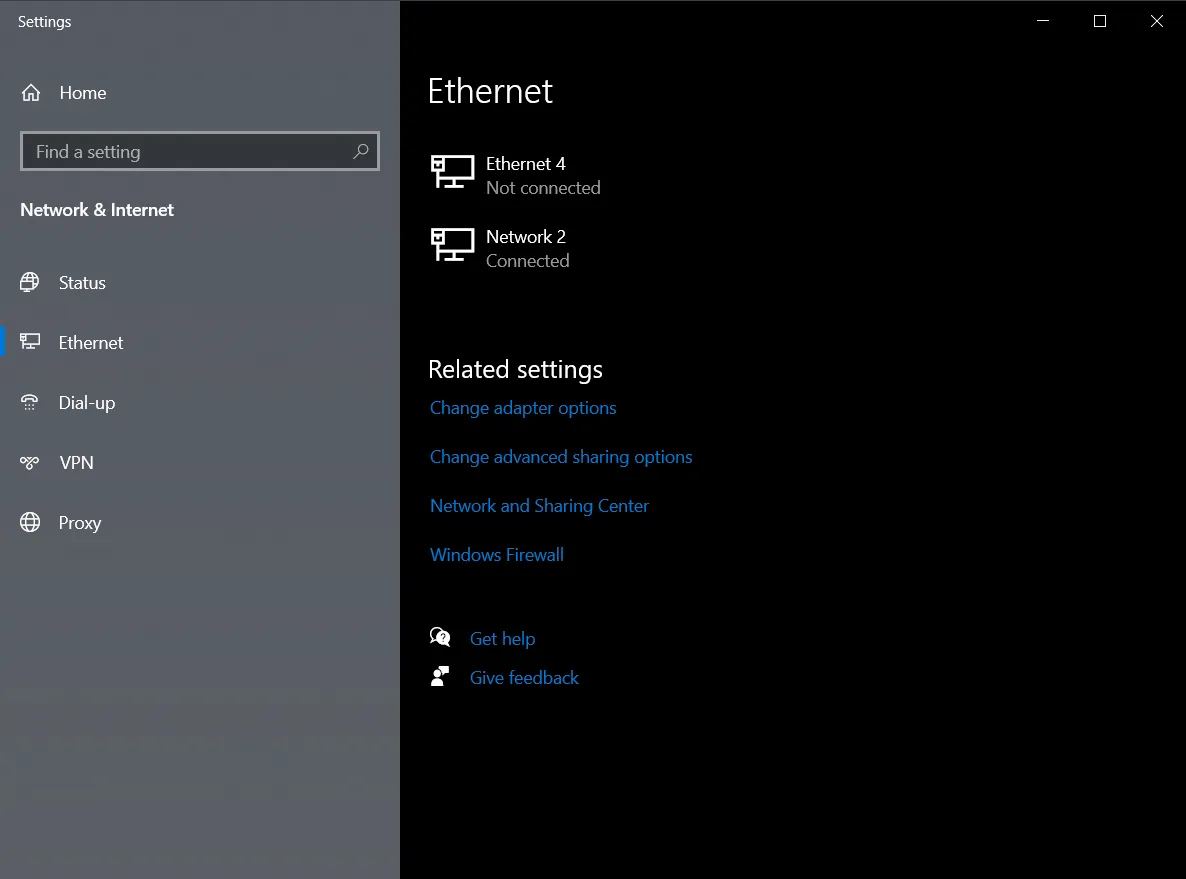 Ethernet Settings Windows 10