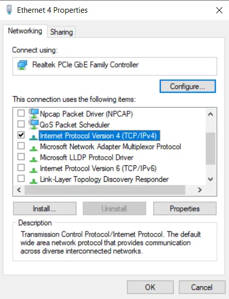 Ethernet Properties