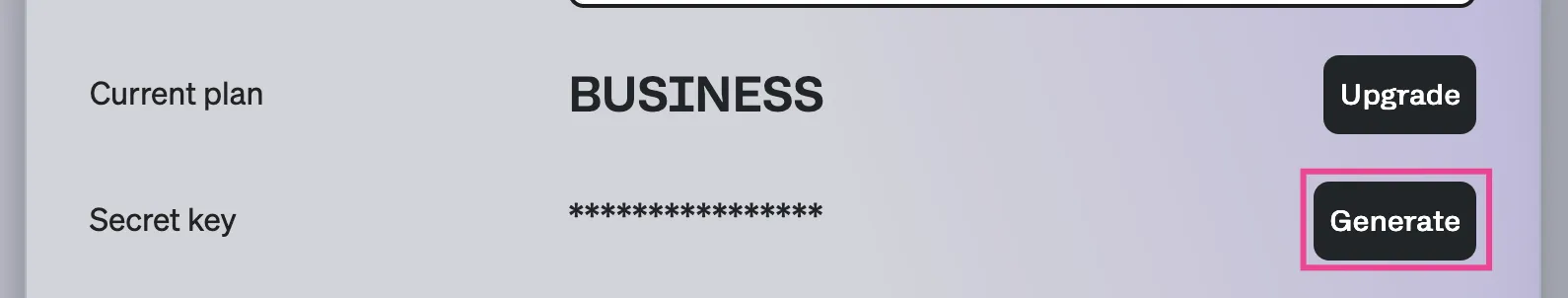 manage account -> generate