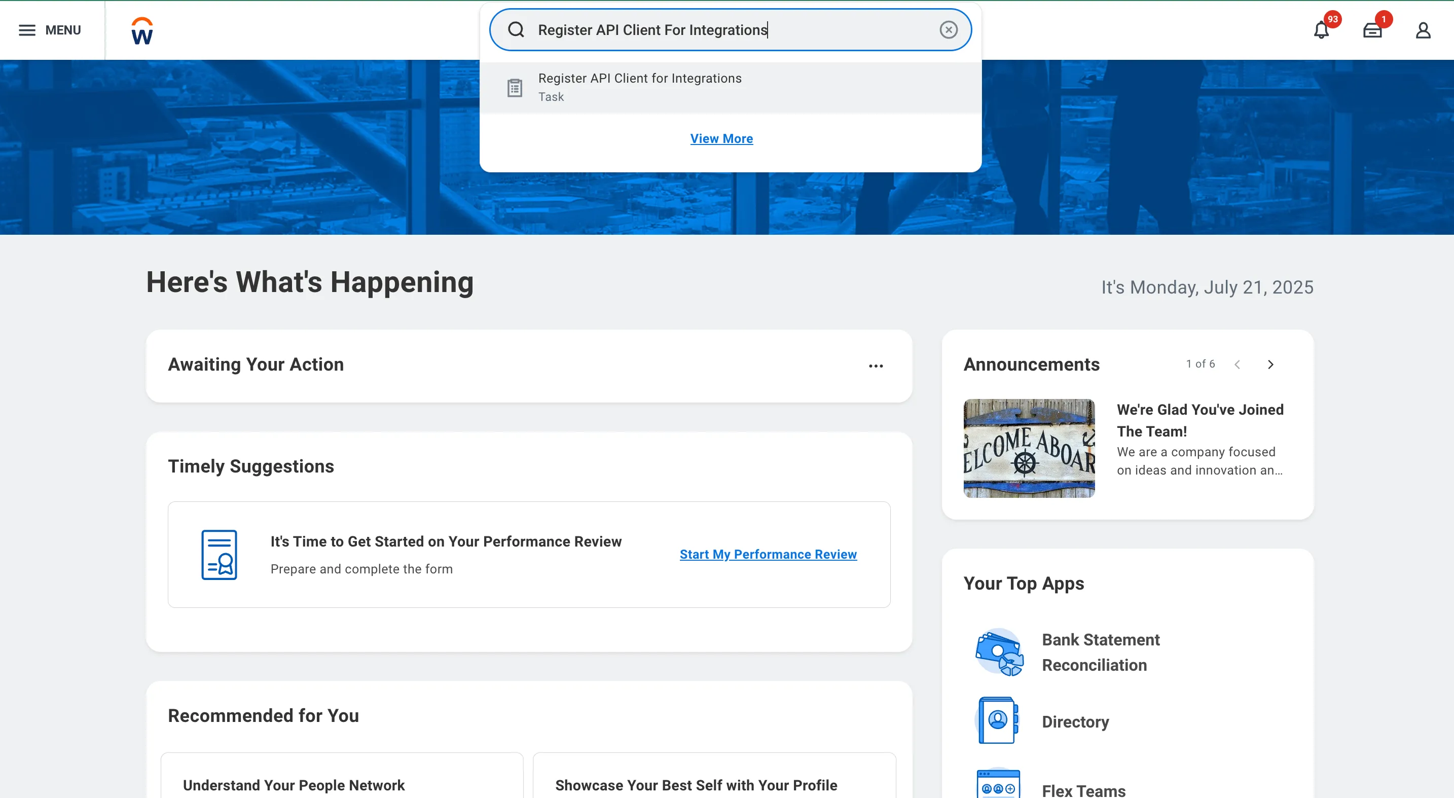 Search and Select Register API Client for Integrations