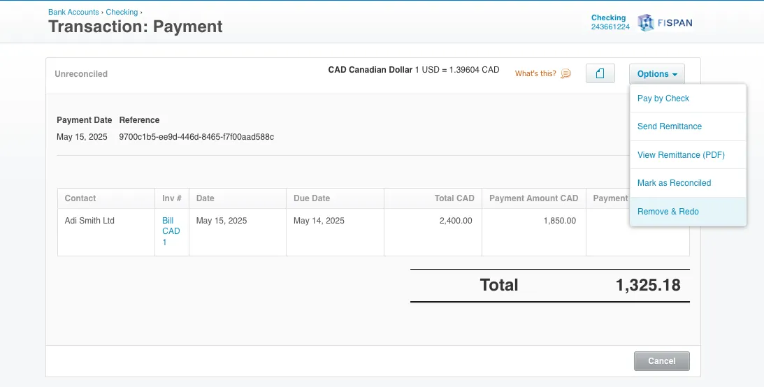 Voiding Payment