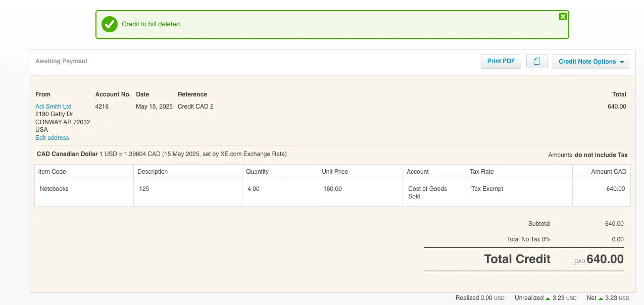 Credit Note Allocation Successfully Voided