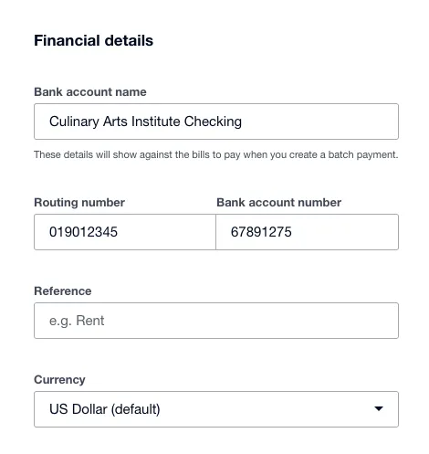 Natively Stored Bank Account