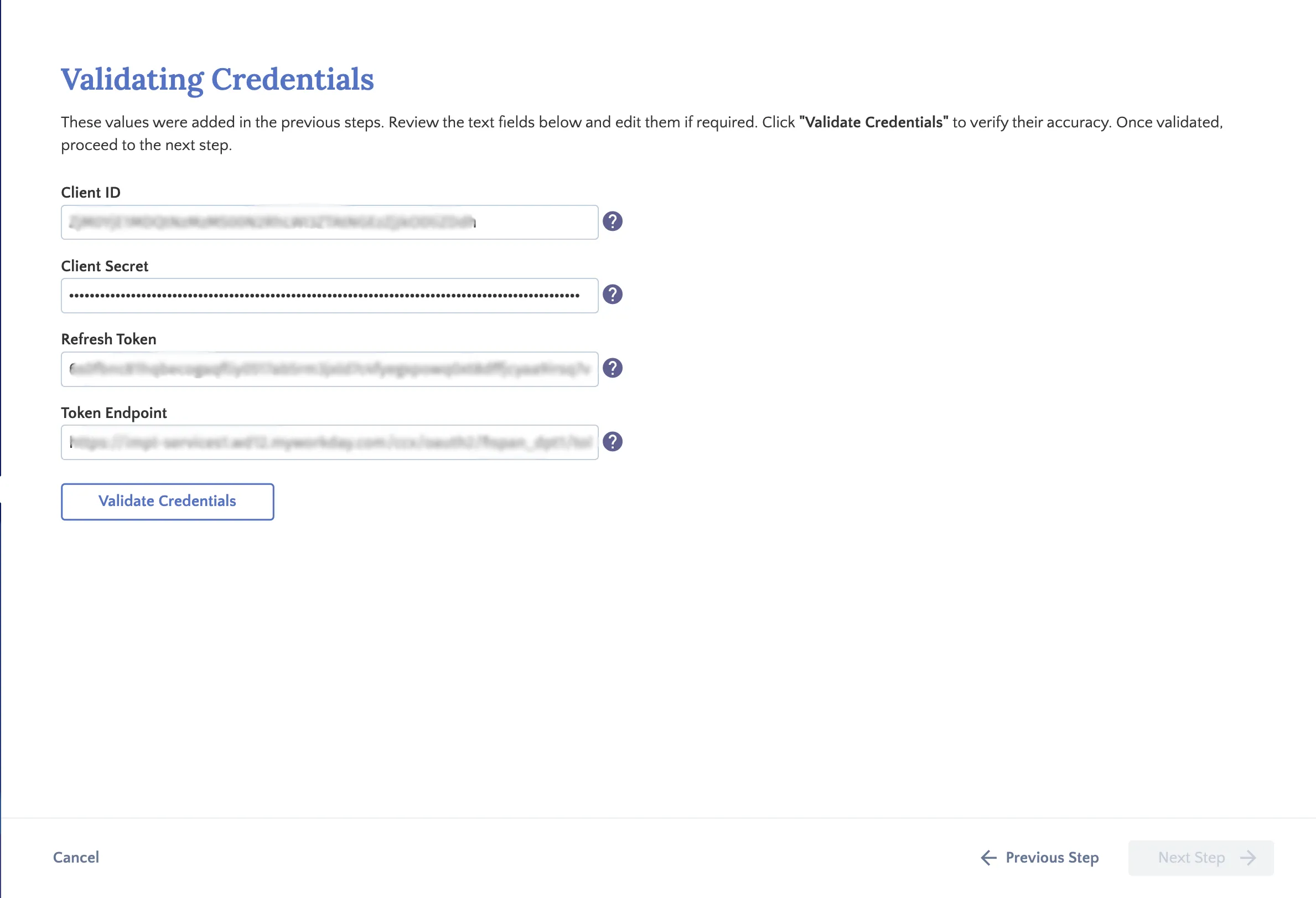 Validate Credentials