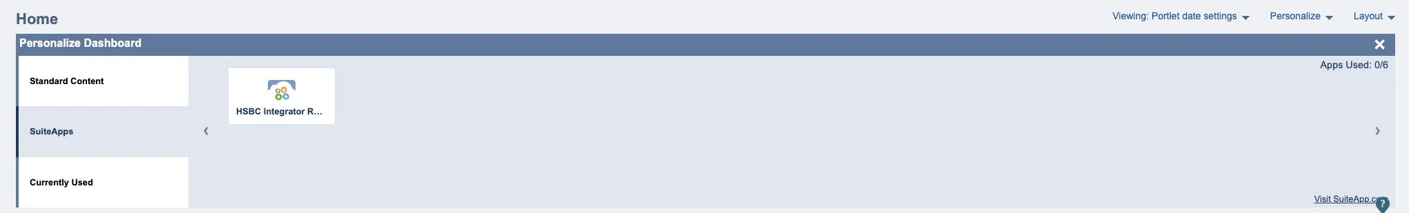 Personalize - HSBC Integrator Reports Balance
